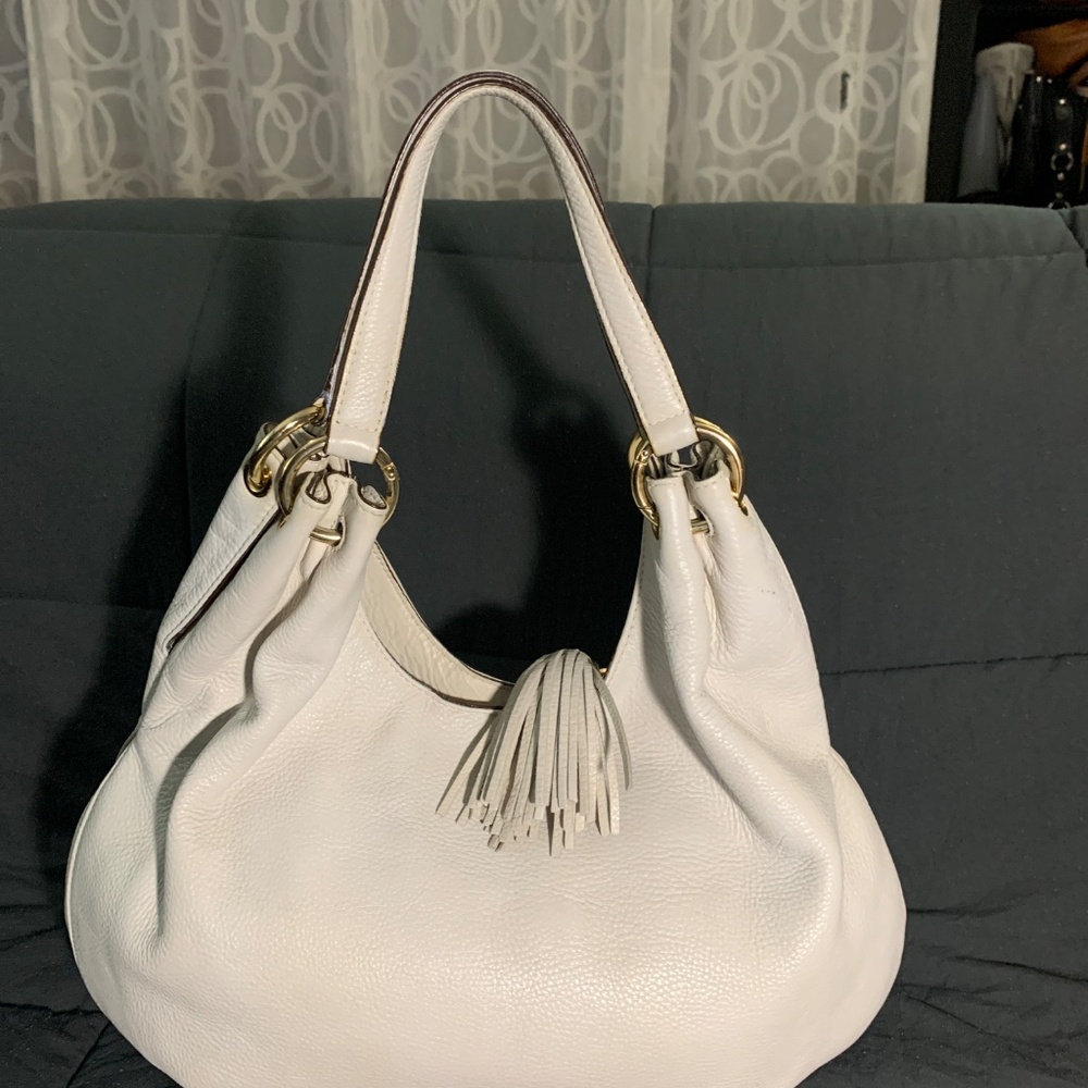 Michael Kors Flesh Premium Leather Hobo Slouchy Tassel Gold Hardware MK Bag